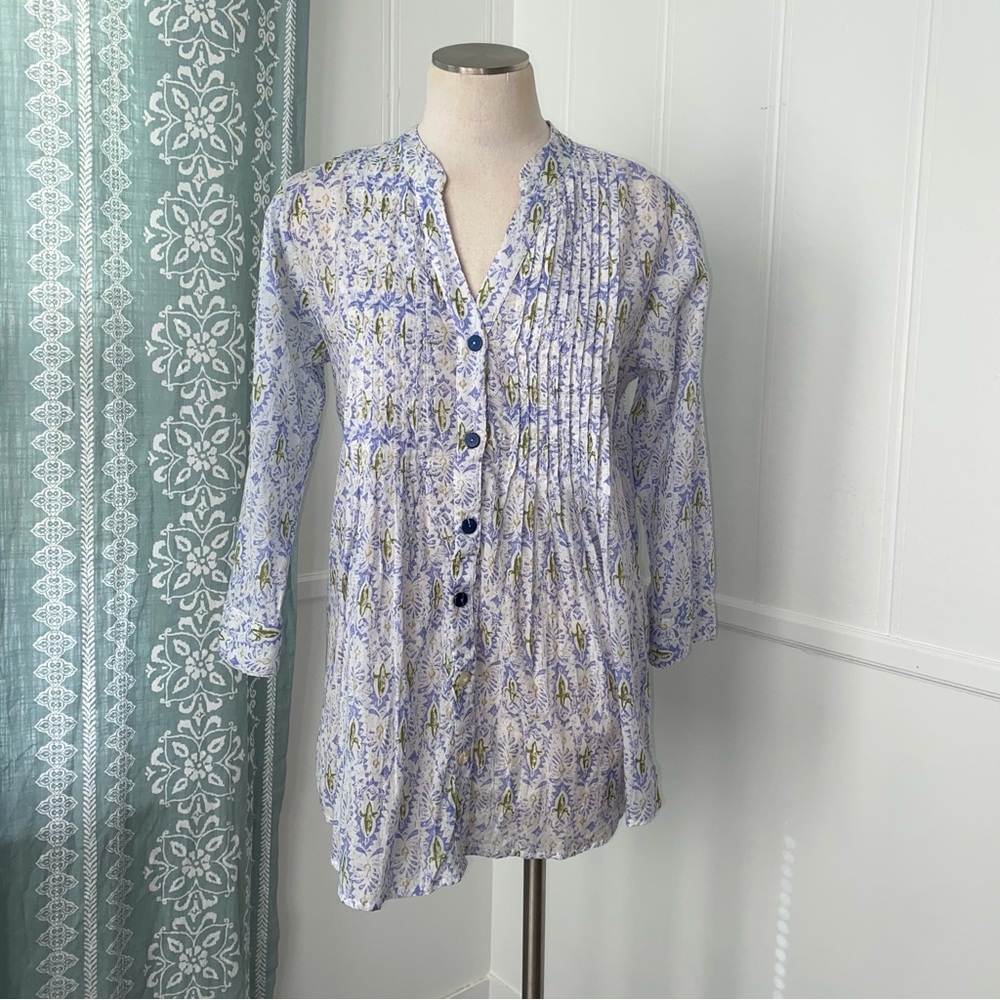 Rock Flower Paper top blouse button long sleeve medium floral